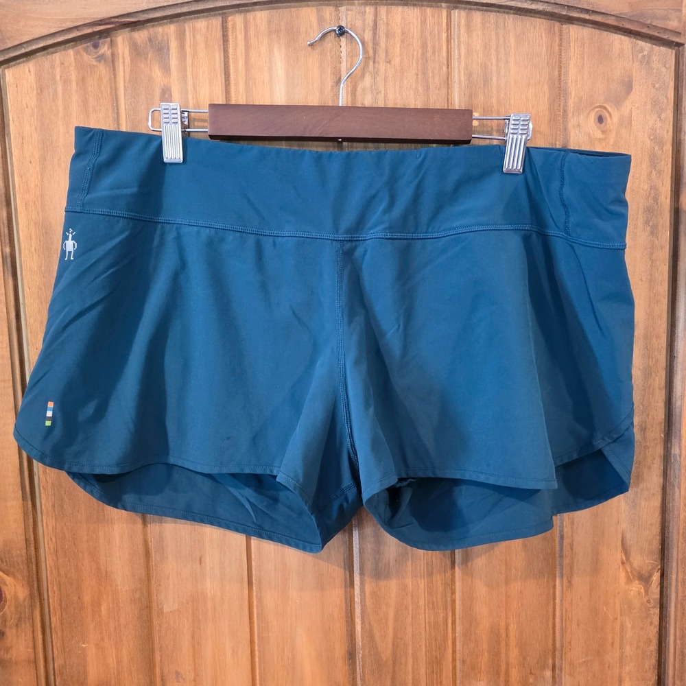 Smartwool Running Shorts Womens XL Teal Blue Good Activewear Zipper Pocket